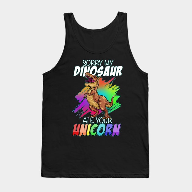 Funny T-Rex Unicorn Dinosaur Unicorn Tank Top by GigibeanCreations